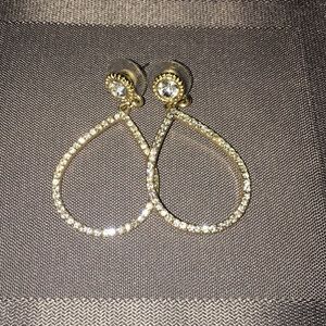 Tear drop stone/Pavé Earrings